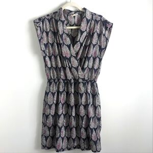 MAISON Jules Leaf Print Dress with Cap Sleeve M